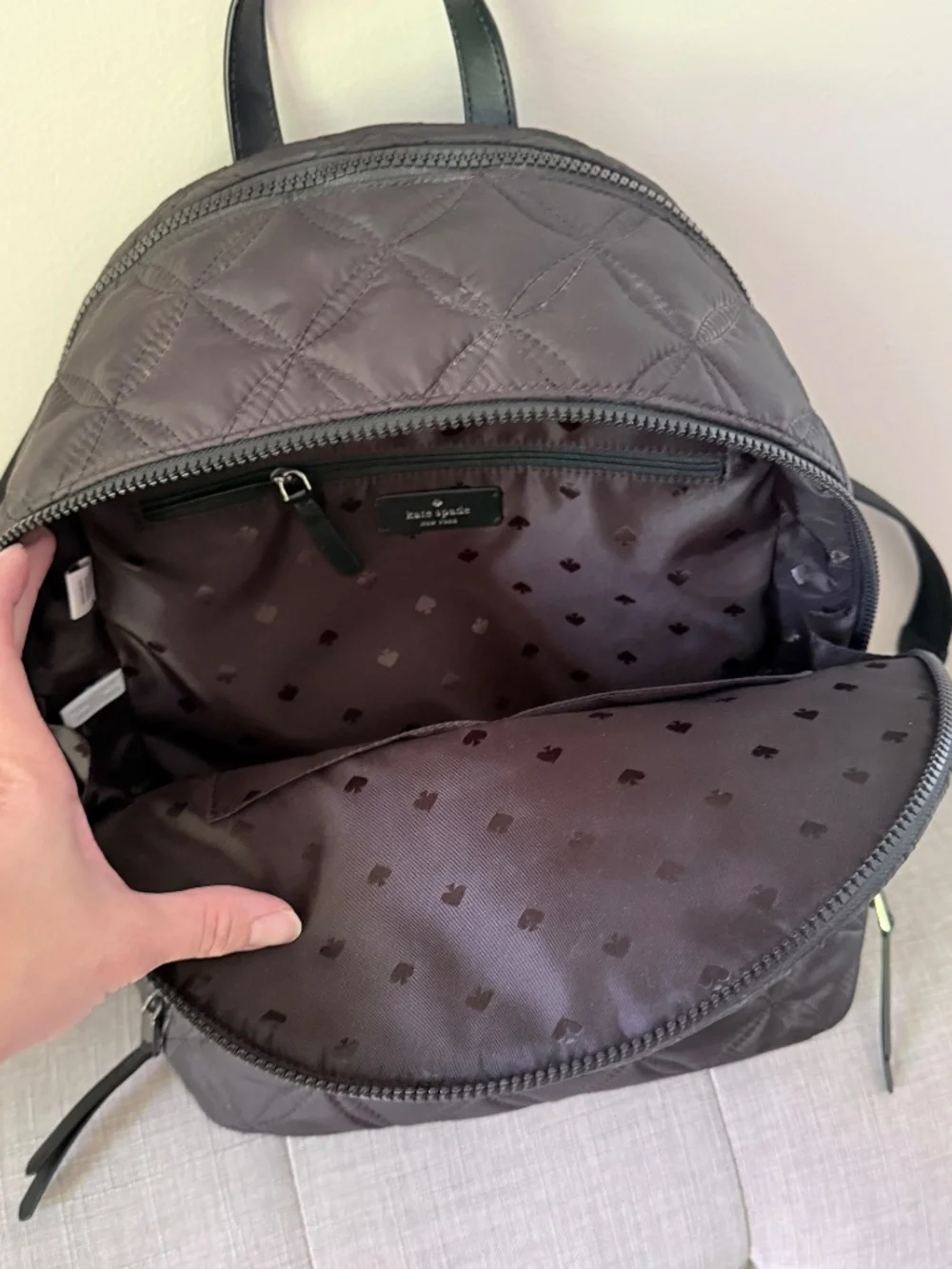 Kate Spade New York Quilted Medium Nylon Black Backpack